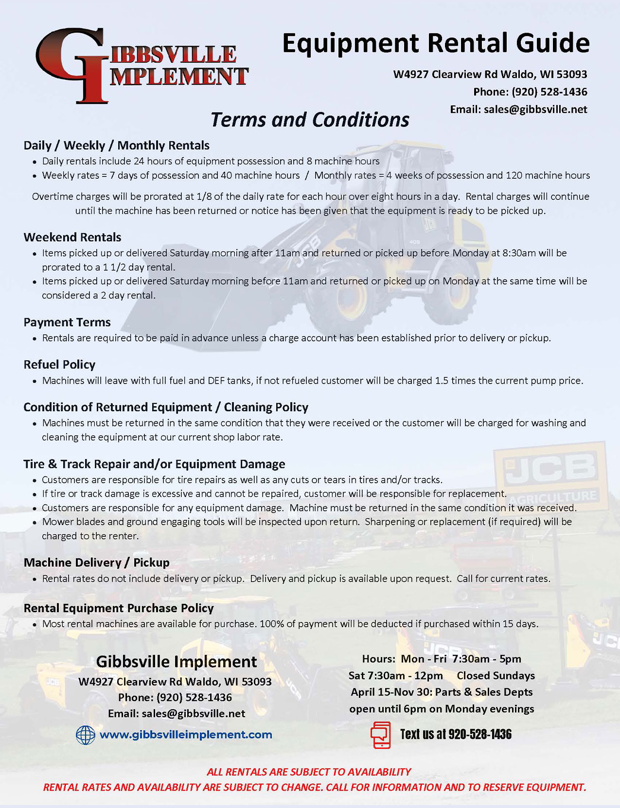 Rental Rates